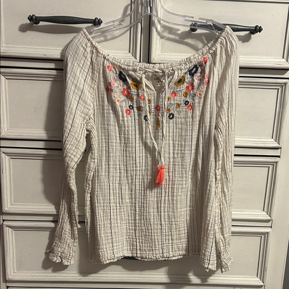 Embroidered Off-Shoulder Cream Top